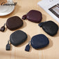 Genuine Leather Wallet for Women, Mini Zip Key Holder, Pebbled Grain Shell-Shaped Bag