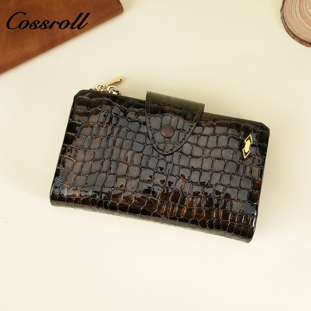 Best Selling Quality ladies dollar bill wallet crocodile texture Genuine Leather