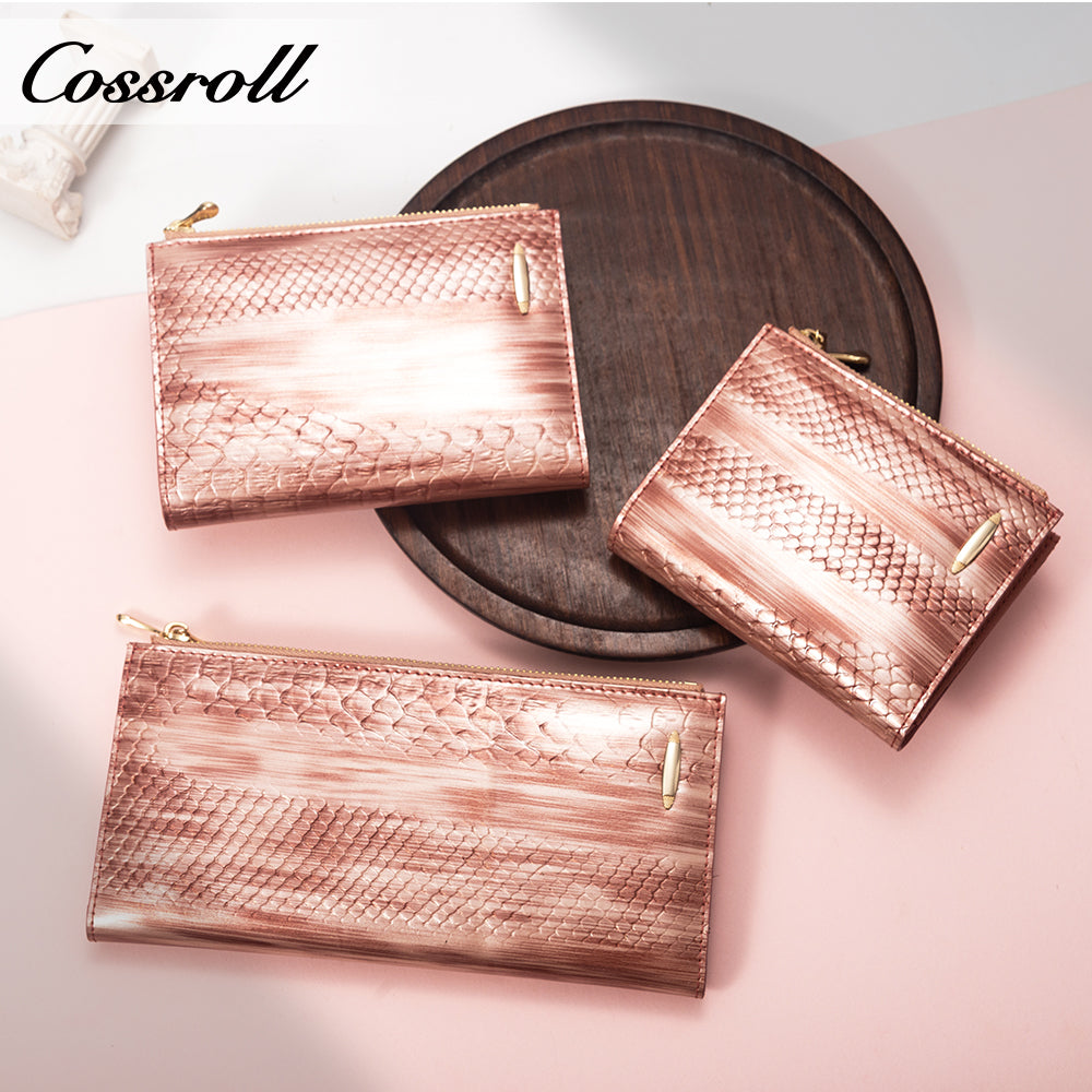 Customized Manufacturer  leather luxury  women small wallet crocodile texture Genuine Leather