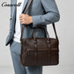 Men's Genuine Leather Business Briefcase, Pebbled Cowhide Large Capacity Handheld Laptop Bag, Shoulder Bag for Office, Business Trip & Daily Commute