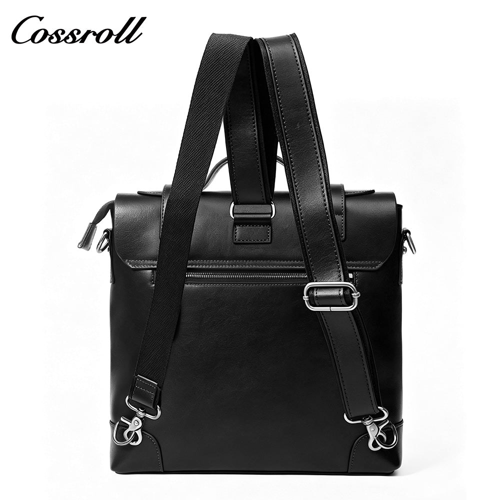 Genuine Leather Briefcase for Men, Large Capacity Laptop Handbag, Multi-Functional Business Commute Bag, Support Handheld / Shoulder / Crossbody / Backpack Carry