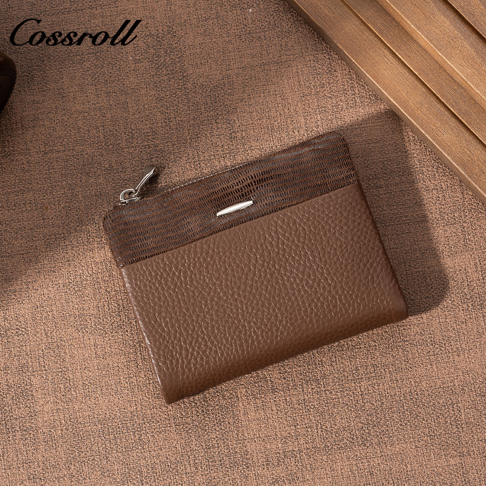 Women's Genuine Leather Short Bi-Fold Wallet Card Holder Coin Purse