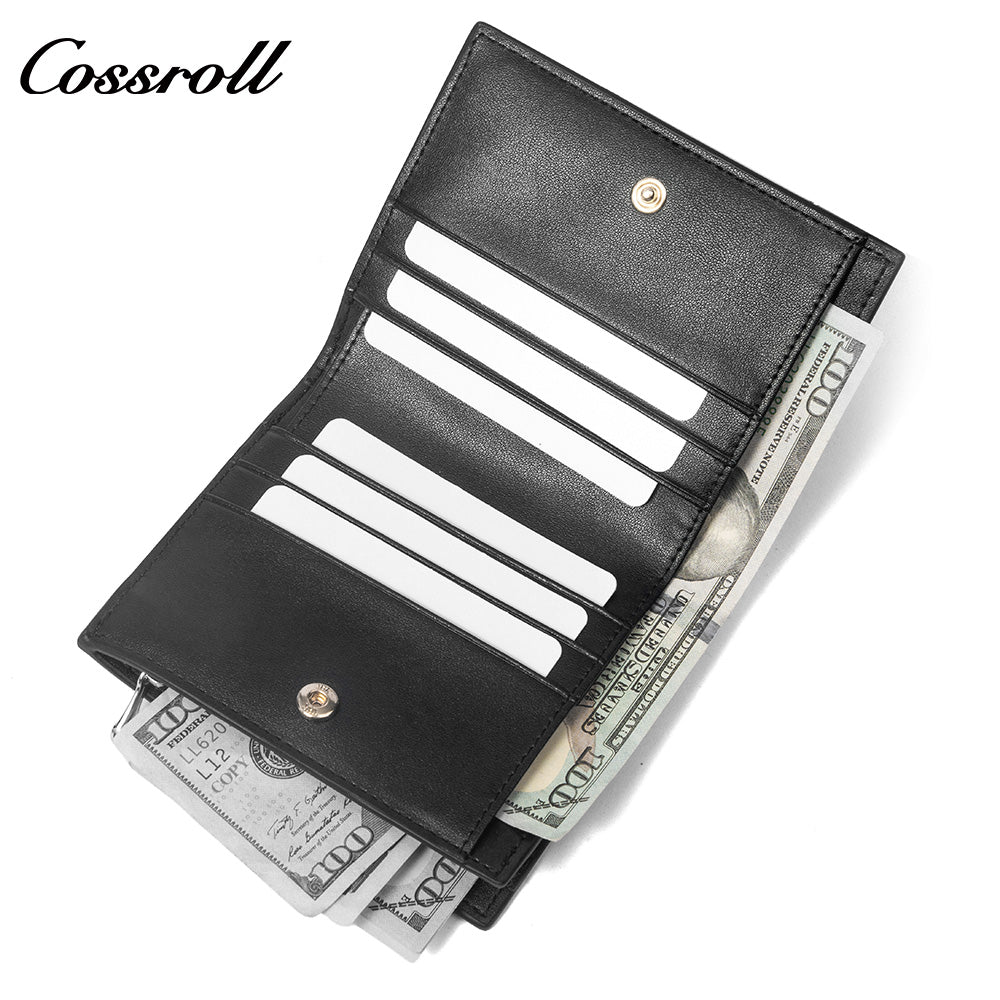 Men's Genuine Leather Bifold Short Wallet, Business Plain Cowhide Ultra Slim Multi-Slot Card Holder, Minimalist Men's Purse