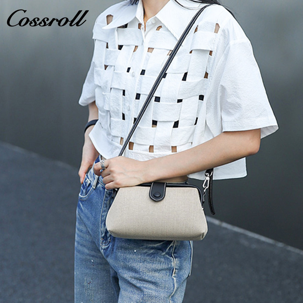 Canvas bag ins style summer leather women's bag 2024 new trend fashion hand bill of lading shoulder crossbody bag doctor bag