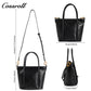 Women's Waxed Cowhide Large Capacity Tote Bag, Vintage Commuter Handbag, Shoulder & Crossbody Bag with Detachable Strap