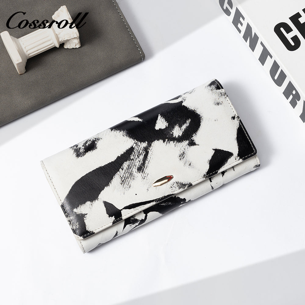 Factory custom cross-border 2024 new leather purse women's long cowhide women's  multi-layer multi-card