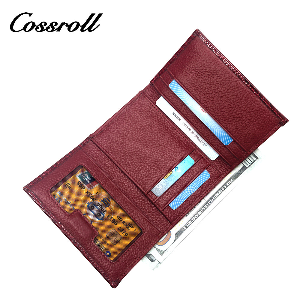 Wholesale Direct Sales red women's small leather bifold wallet With new materials