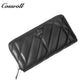 Women's Diagonal Quilted Long Zip Around Wallet, Genuine Leather Large Capacity Multi Card Slots Hand Purse, All-in-One Bag for ID Cards & Coins