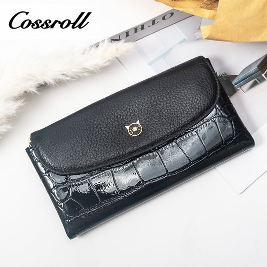 Wholesale High Quality black real leather wallet women's With Custom Design