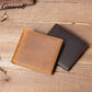 Top-grain crazy horse leather short wallet, vintage men's casual cowhide card and cash holder