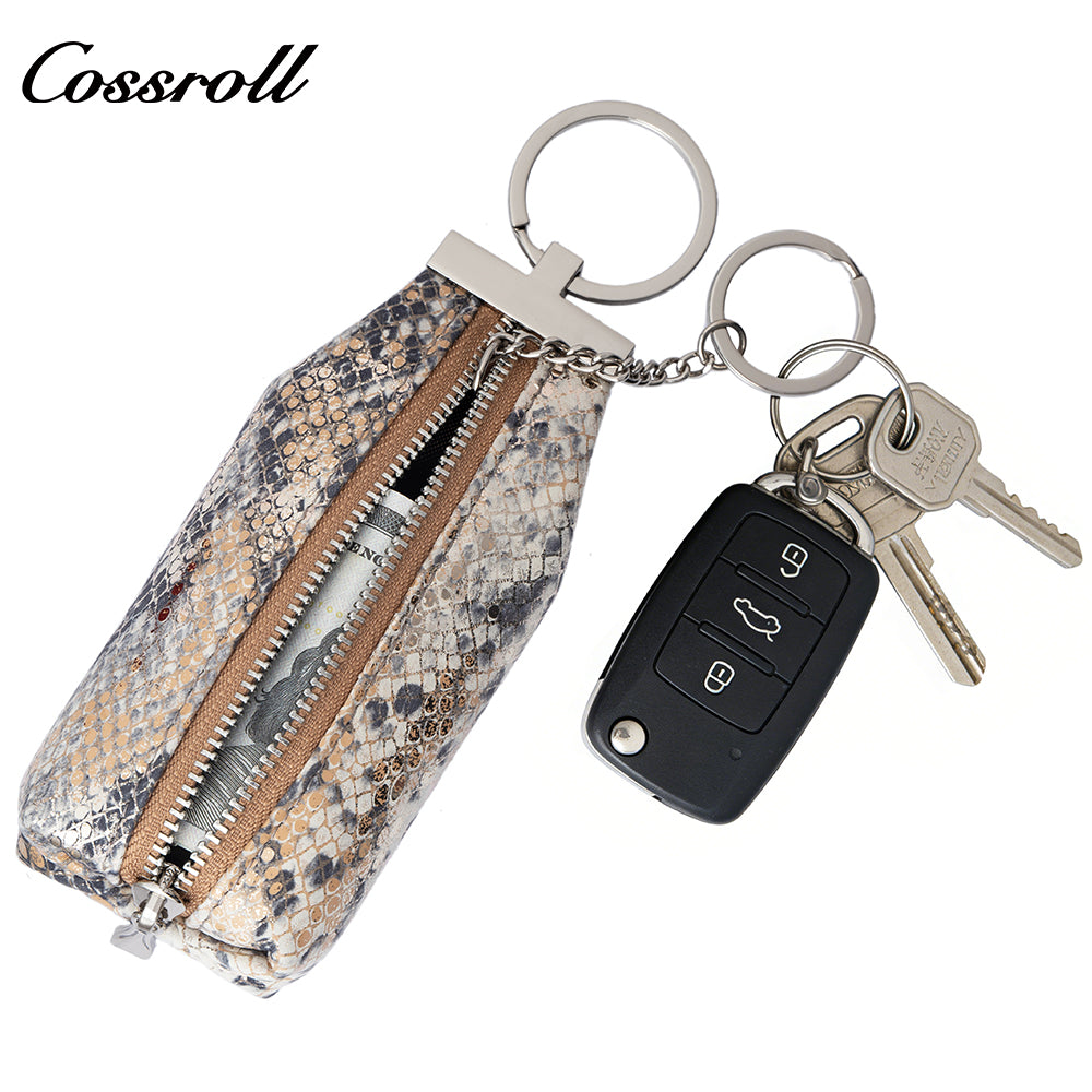 Genuine Leather Double-Layer Key and Coin Wallet, Multifunctional, Textured, Large-Capacity Card Holder