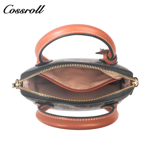Vintage C Monogram Genuine Leather Handbag for Women, Versatile Shoulder & Crossbody Purse for Work & Daily Use