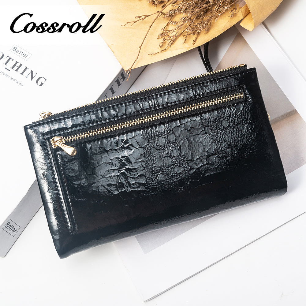 Wholesale New Design black leather zip wallet for women With Name Brand Wholesale