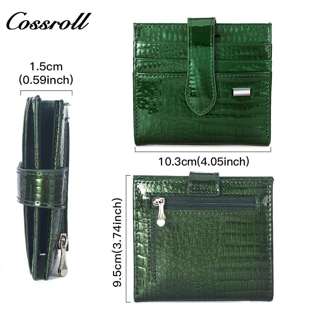 China Professional Customized luxury leather designer Multi-card package crocodile texture patent leather