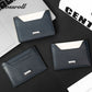 Solid Navy Genuine Leather Card Holder, Slim Multi-Slot Cowhide Card Case, Portable Mini ID Card Organizer