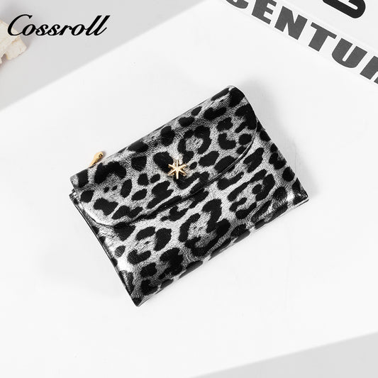 Spot explosive short purse female 2024 new wallet three fold leopard print wallet zero wallet