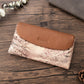 Wallet leather women's foreign trade long leather splicing money clip large capacity head layer cowhide wallet