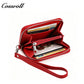 Women's Litchi Grain Cowhide Coin & Card Wallet, Chevron Quilted Wrist Clutch, Multi-functional Card & Coin Storage Pouch