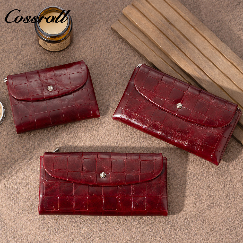 Women's Long Wallet Genuine Leather RFID First Layer Cowhide Clutch Soft Leather Simple Wallet