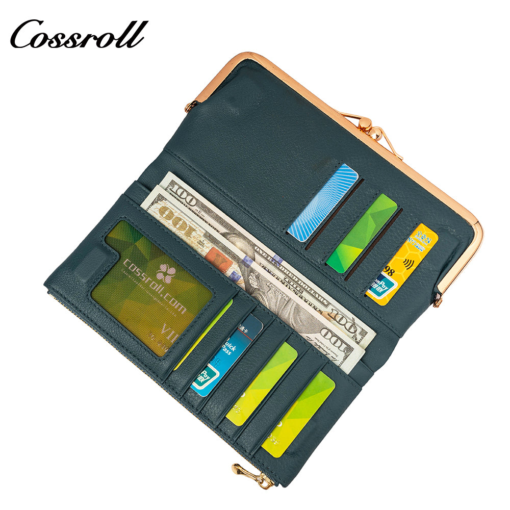 Retro multi-function folding clip long coin wallet 2024 new portable all-in-one multi-card women's mobile phone bag