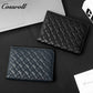 Diamond Quilted Genuine Leather Bifold Short Card Wallet, Multi-Slot Card Holder with Passport Pocket, Minimalist Bifold Purse for Daily Commute