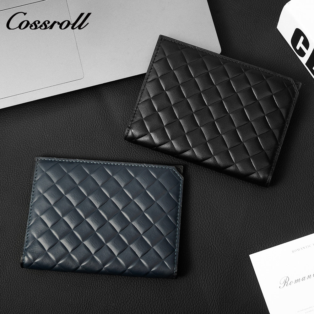 Diamond Quilted Genuine Leather Bifold Short Card Wallet, Multi-Slot Card Holder with Passport Pocket, Minimalist Bifold Purse for Daily Commute