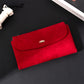 Matte Suede Magnetic Snap Long Women's Wallet with Multiple Card Slots Clutch