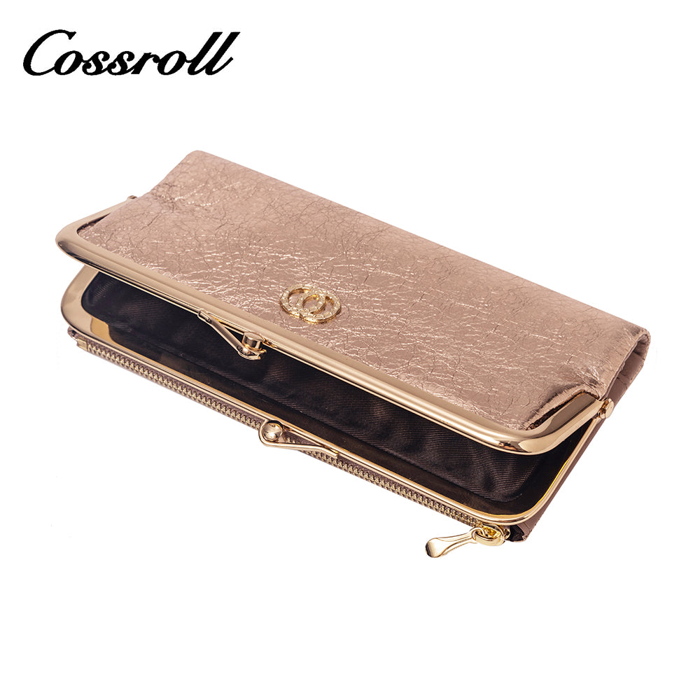 New Products dark blue long leather wallet women With Top Selling