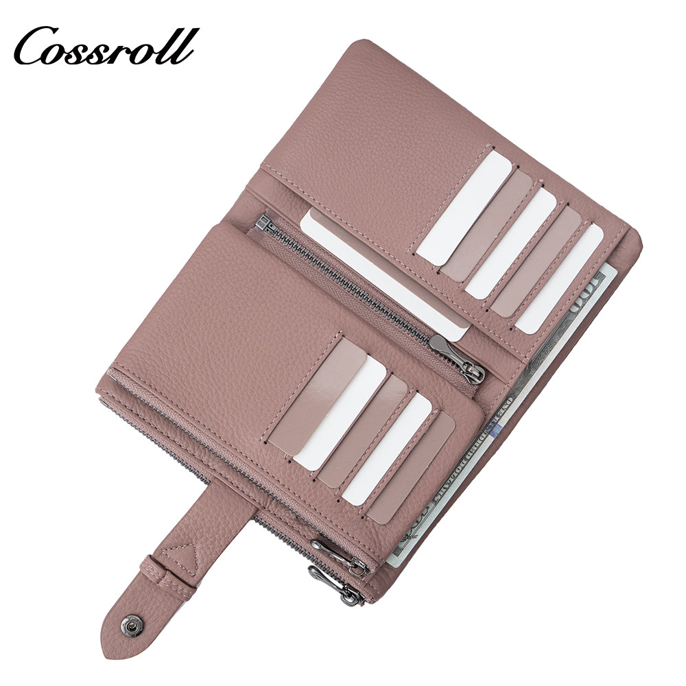 Women's Long Genuine Leather Multi-Card Slot Simple First Layer Cowhide Vertical Wallet for Export