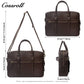Men's Genuine Leather Business Briefcase, Pebbled Cowhide Large Capacity Handheld Laptop Bag, Shoulder Bag for Office, Business Trip & Daily Commute