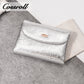 Crackle cowhide niche design retro multi-function card bag leather simple small silver bag