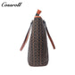 Women Vintage C Monogram Vertical Tote Bag, Large Capacity Zipper Shoulder Handbag for Laptop & Daily Commute