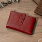 Women's leather cropped wallet, buckle wallet, versatile double-zip coin purse