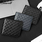 Men's Diamond Quilted Genuine Leather Bifold Wallet, Multi-Slot Ultra Slim Short Purse for Business & ID Cards