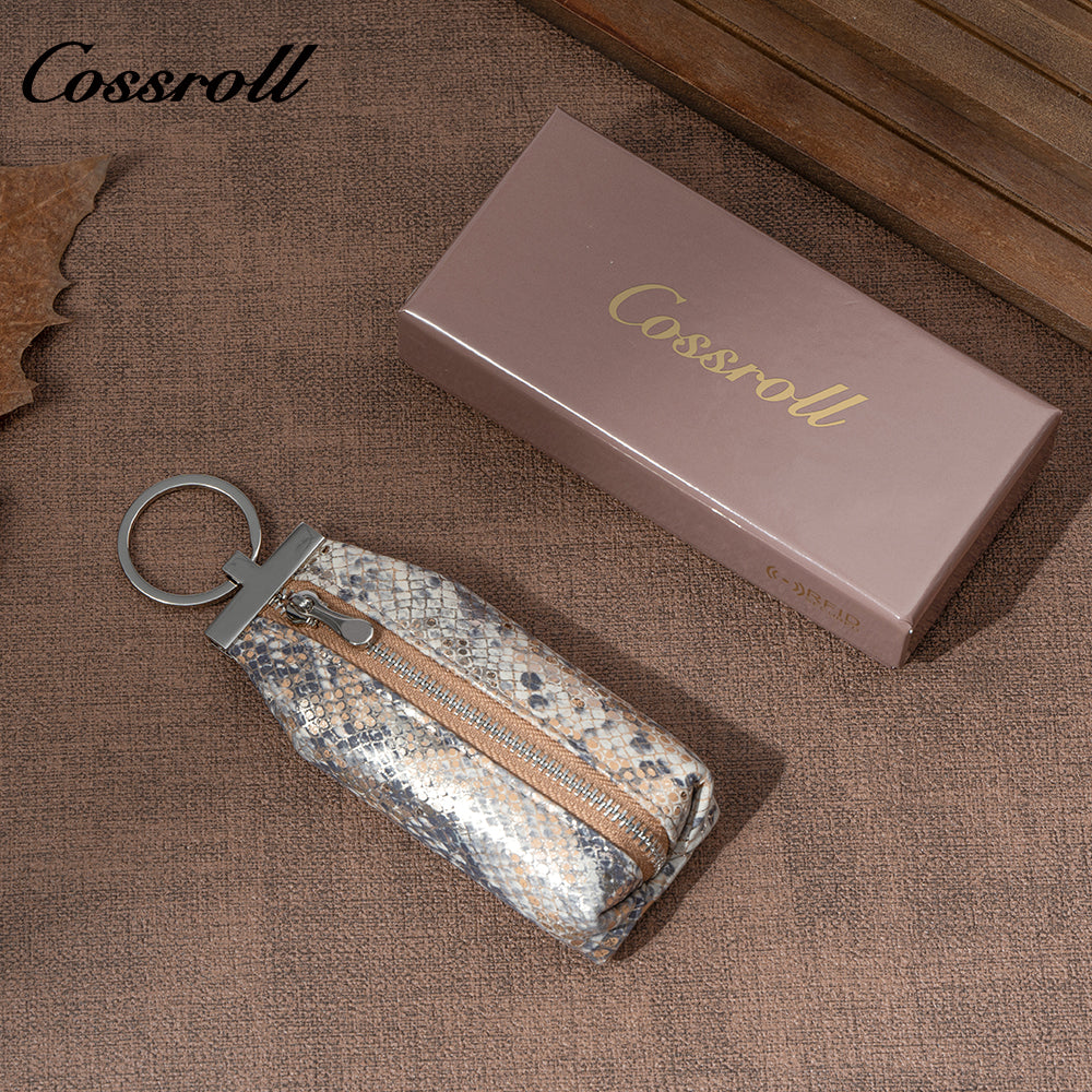 Genuine Leather Double-Layer Key and Coin Wallet, Multifunctional, Textured, Large-Capacity Card Holder
