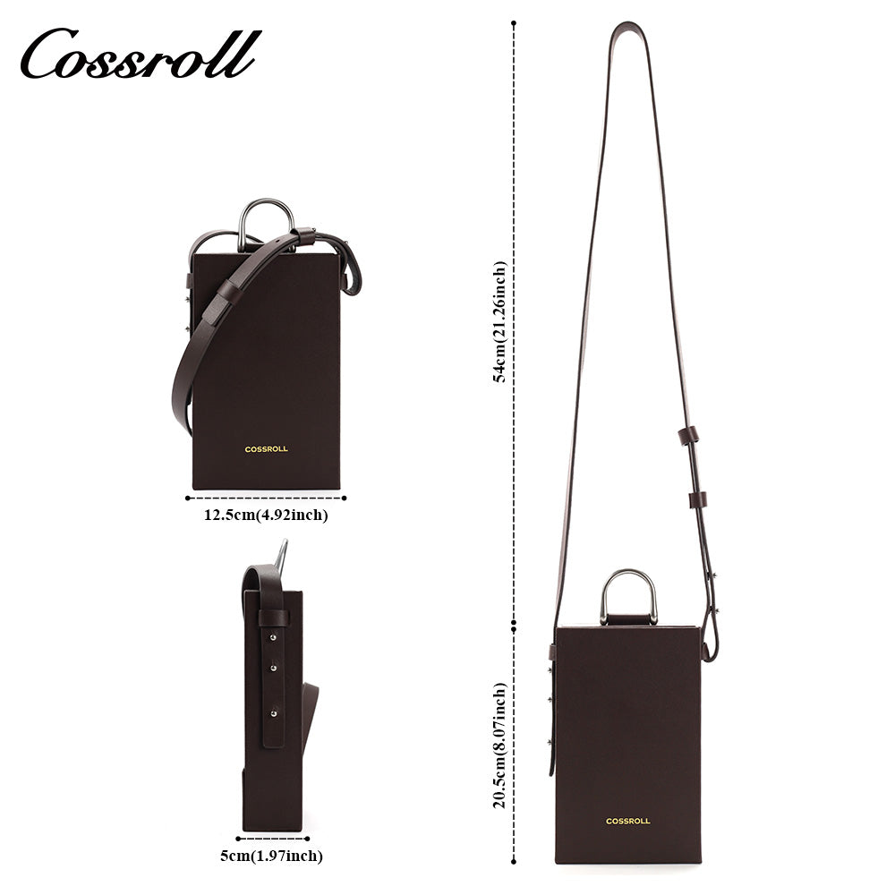 First-layer cowhide square small crossbody bag, minimalist and niche handheld single-shoulder mini phone bag