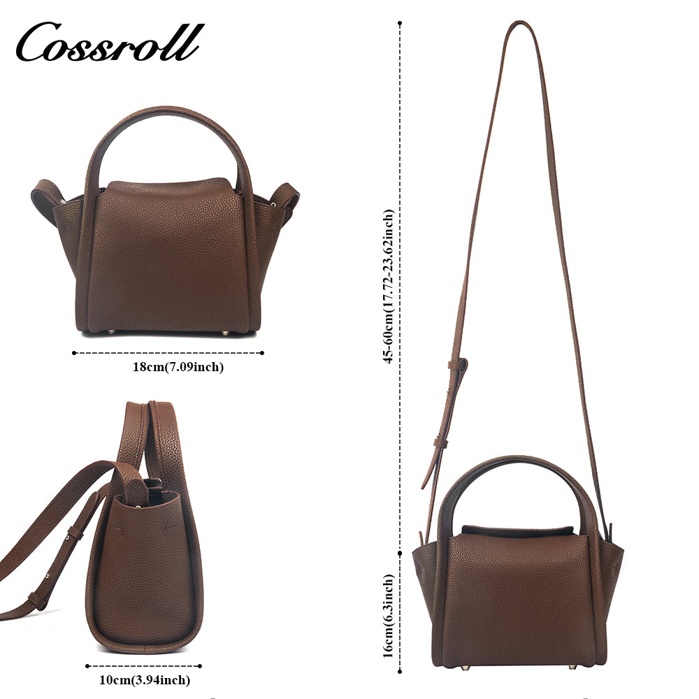 Minimalist Multi-Way Top-Grain Leather Commuter Bag, Pebbled Texture, Hand/Shoulder/Crossbody Use
