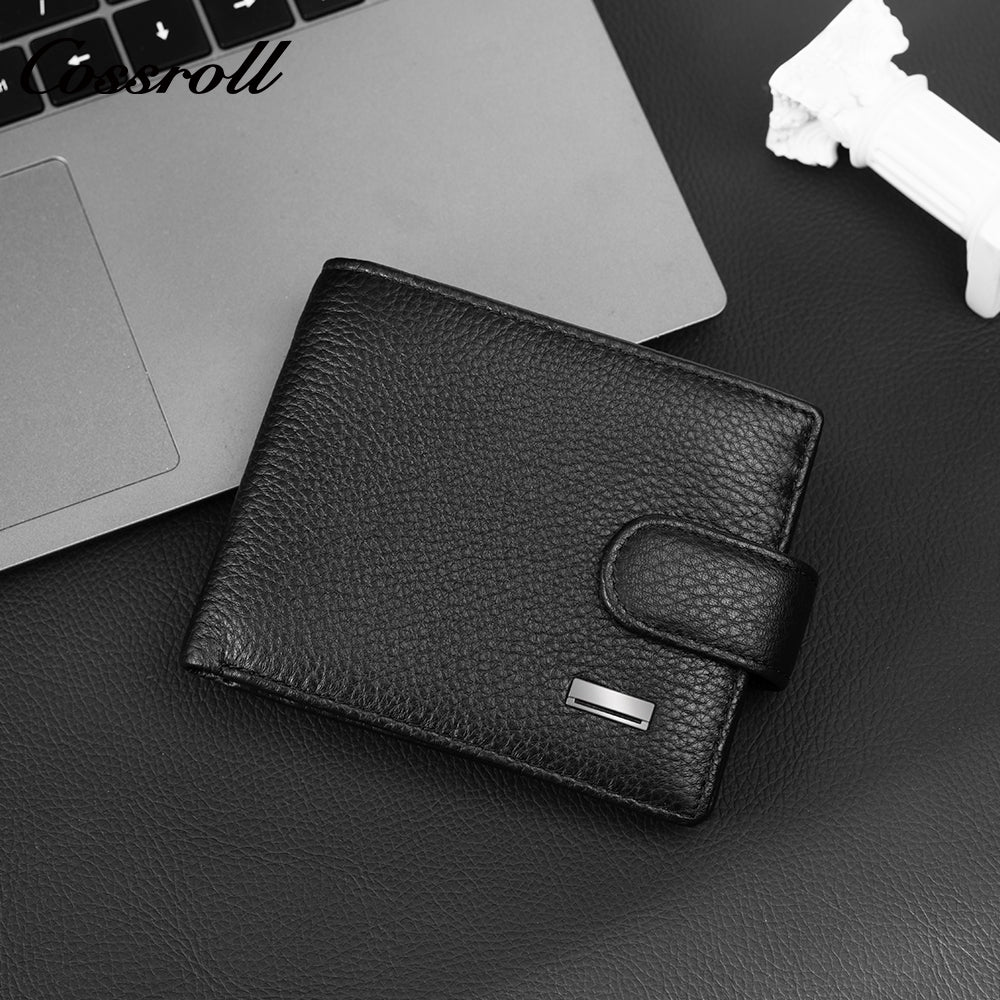 New men's genuine leather wallet, business ultra-thin, large capacity with card slots and bill compartment, factory customized