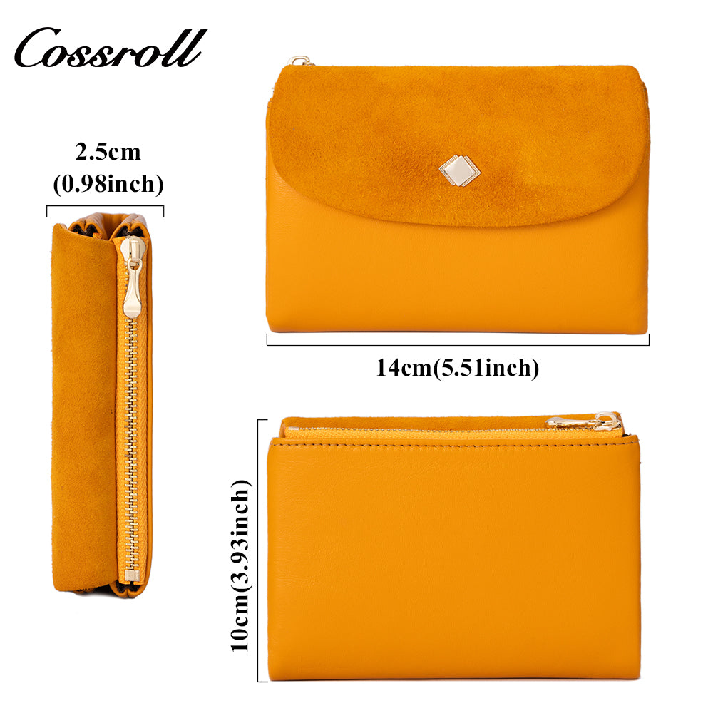 Women's wallet with multiple card slots, coin purse, suede surface, US dollar wallet