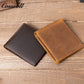 Top-grain crazy horse leather short wallet, vintage men's casual cowhide card and cash holder