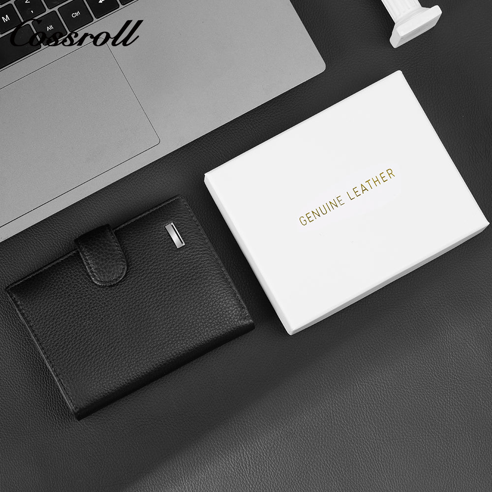 Retro Men's Genuine Leather Wallet, Short Style with Multiple Card Slots, US Dollar Clip