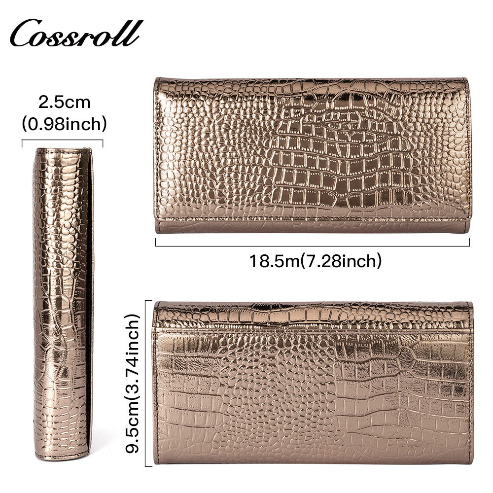 2024 Hot New Products real leather long   crocodile texture patent leather