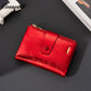 Women's Genuine Leather Wallet, European and American Style, Oiled Wax Leather, Zipper and Buckle, Fashionable Bill Purse