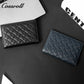 Diamond Quilted Genuine Leather Bifold Card Wallet, Multi-Layer Slots Portable Card Holder for Passport, ID Documents & Daily Cards