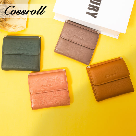 Custom Mini Luxury Leather Coin Purse Solid Color Ladies Wallet Genuine Leather Wallets for Women
