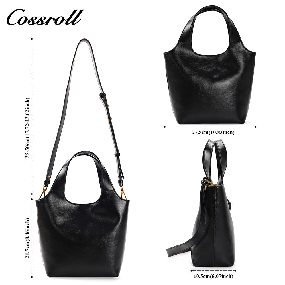 Women's Cowhide Commuter Hand Tote Bag, Minimalist Crossbody Bag with Adjustable Shoulder Strap