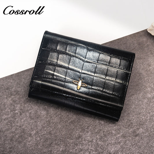 Customized Manufacturer  leather luxury  women small wallet crocodile texture Genuine Leather