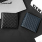 Men's Diamond Quilted Genuine Leather Bifold Short Wallet, Multi-Slot Functional Card Holder, Minimalist Purse for Business, Commute & Daily Casual Use
