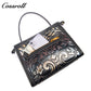 Niche Design Embossed Leather Bag, Vintage Genuine Leather Large Capacity Commuter Handbag & Crossbody Bag