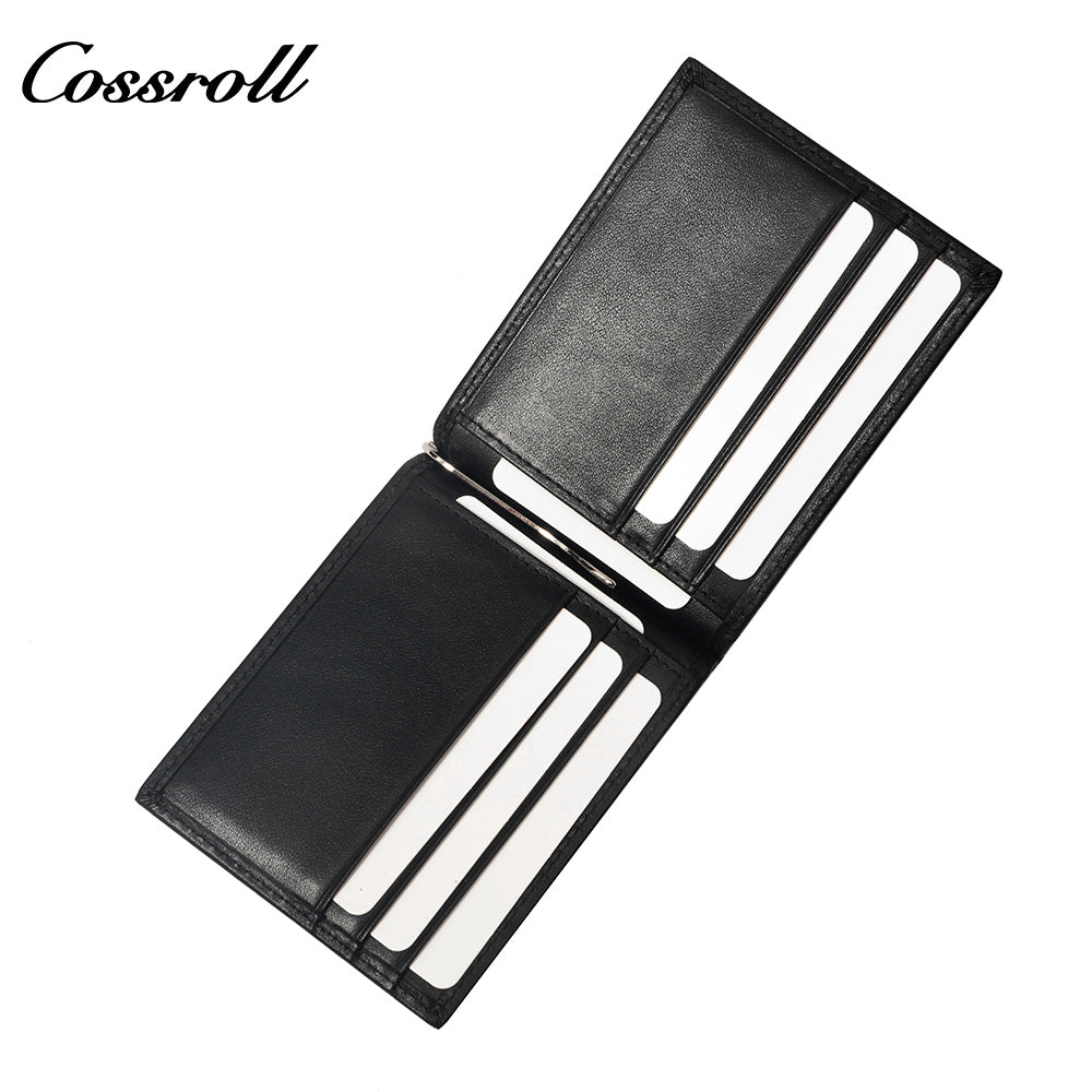 Men's Diamond Quilted Genuine Leather Money Clip Wallet, Ultra Slim Bifold Multi-Slot ID & Card Holder